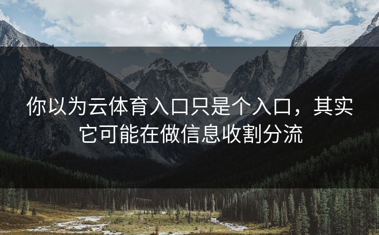 你以为云体育入口只是个入口，其实它可能在做信息收割分流