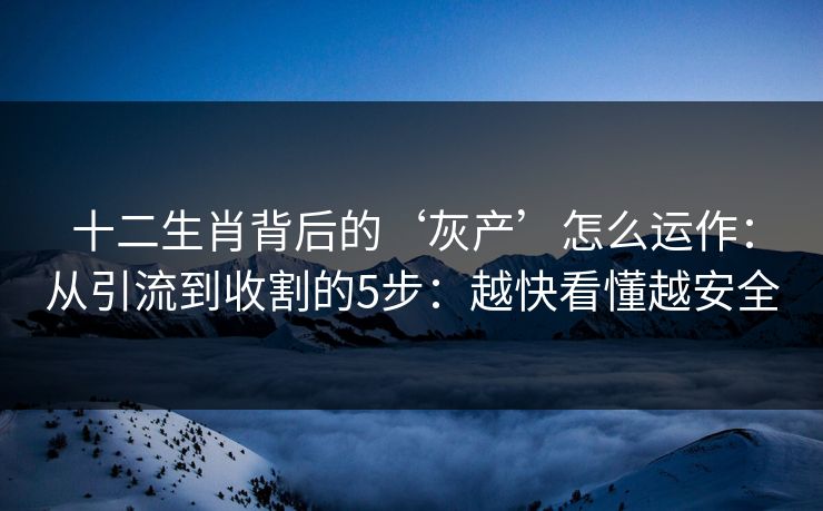 十二生肖背后的‘灰产’怎么运作：从引流到收割的5步：越快看懂越安全